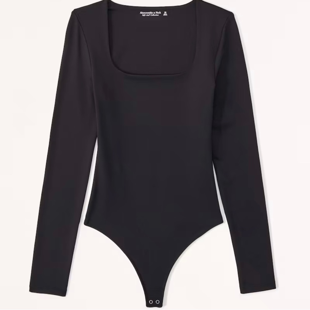 Abercrombie Long-Sleeve Seamless Fabric Soft Squareneck Bodysuit Size Small